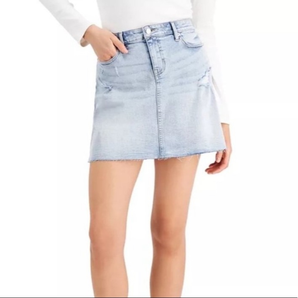 TOMMY HILFIGER Distressed Raw Hem Denim Mini Skirt Size 12
